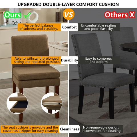 Armless linen dining chair with cushioned seat, featuring modern minimalist design suitable for various occasions.Set of 2 (2-Pack)