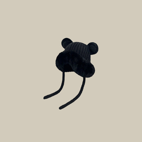 Cute Ears Plush Knitted Lei Feng Cap Women's Autumn And Winter Warm Hat