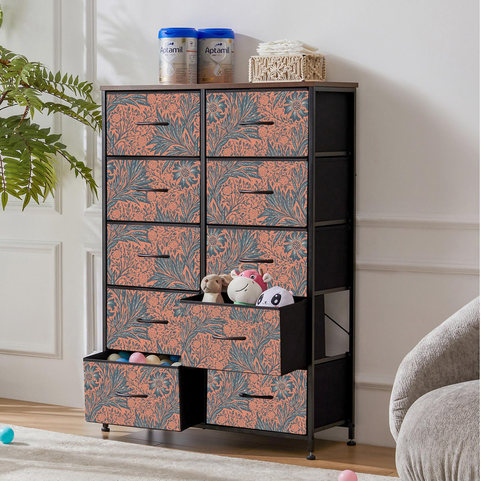 10-Drawer with Botanical Brocade Patter Design - 10BC-4362-BBP-020