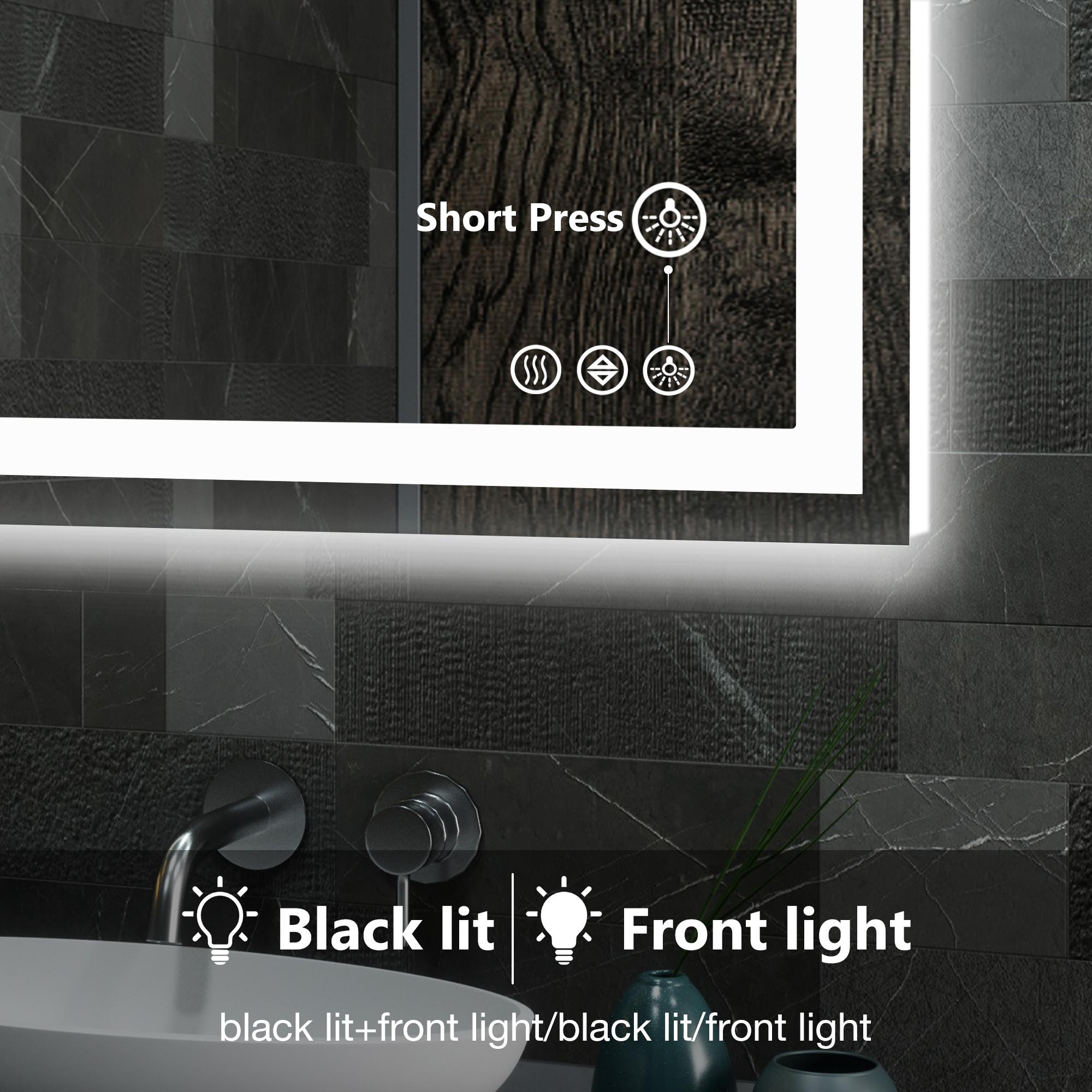 Anti-fog LED Bathroom Mirror with Dual Light Source and Three Lighting Modes