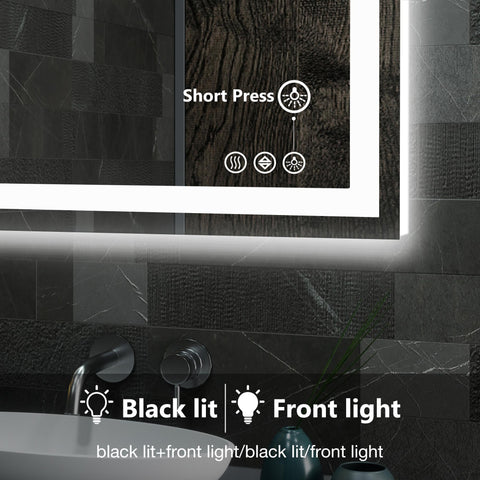 Anti-fog LED Bathroom Mirror with Dual Light Source and Three Lighting Modes