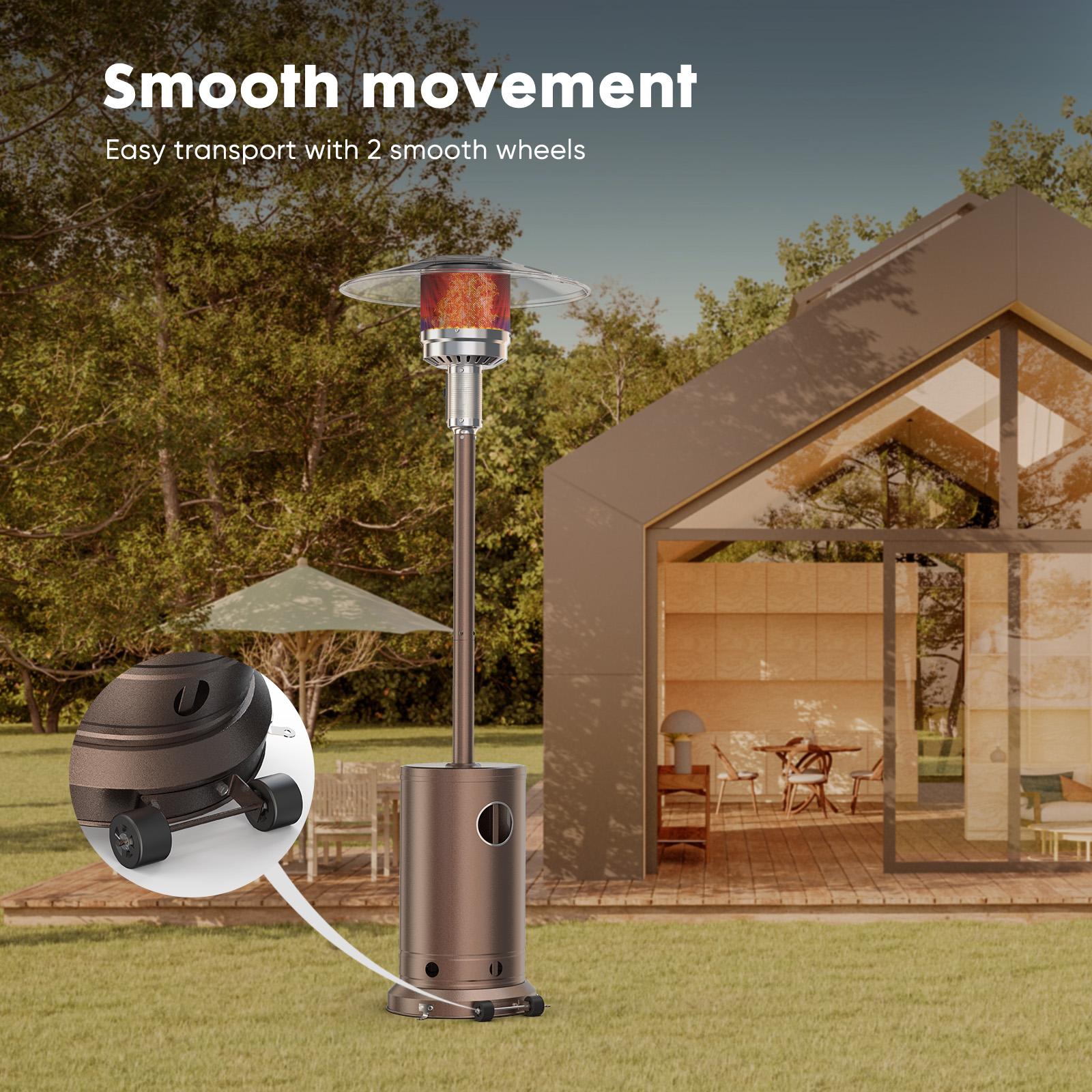48,000 BTU Propane Patio Heater with Tabletop, Double-Layer Stainless Steel Burner and Safety Protection System