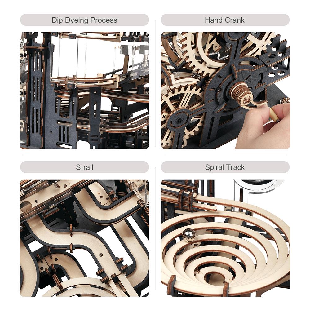 Robotime DIY 3D Wooden Puzzle Marble Run Assembly Model Building Block Stem Toy For Kids Adult