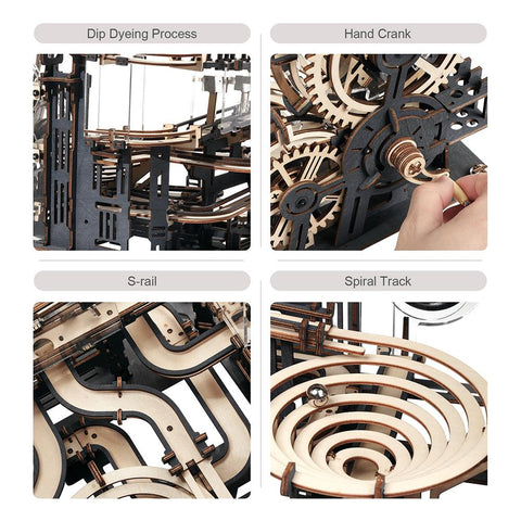 Robotime DIY 3D Wooden Puzzle Marble Run Assembly Model Building Block Stem Toy For Kids Adult