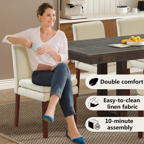 Armless linen dining chair with cushioned seat, featuring modern minimalist design suitable for various occasions.Set of 2 (2-Pack)