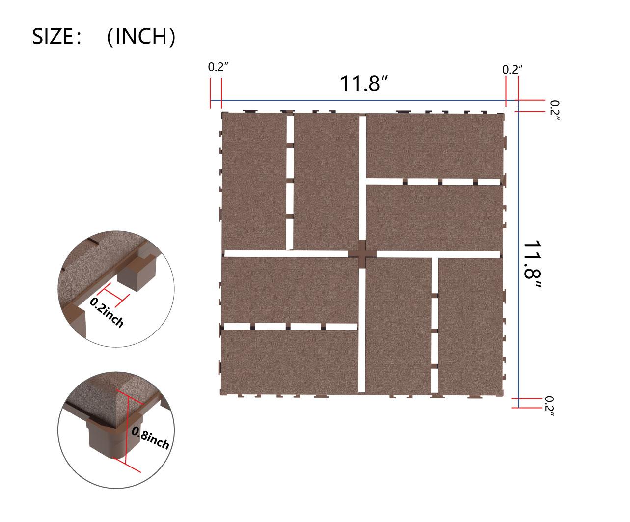 Plastic Interlocking Deck Tiles,44 Pack Patio Deck Tiles,12"x12" Square Waterproof Outdoor All Weather Use, Patio Decking Tiles for Poolside Balcony