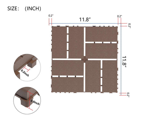 Plastic Interlocking Deck Tiles,44 Pack Patio Deck Tiles,12"x12" Square Waterproof Outdoor All Weather Use, Patio Decking Tiles for Poolside Balcony