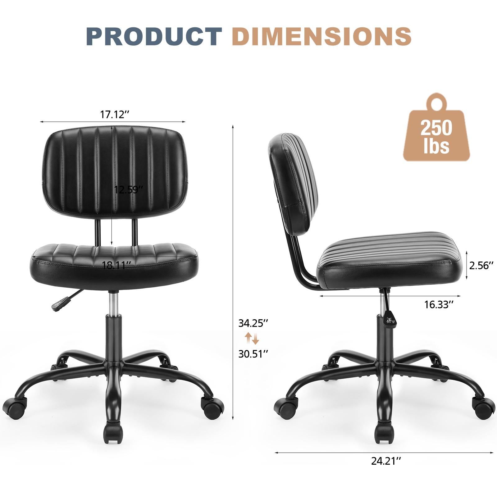 Adjustable Height 360° Rolling Swivel Computer Task Chair without Arm