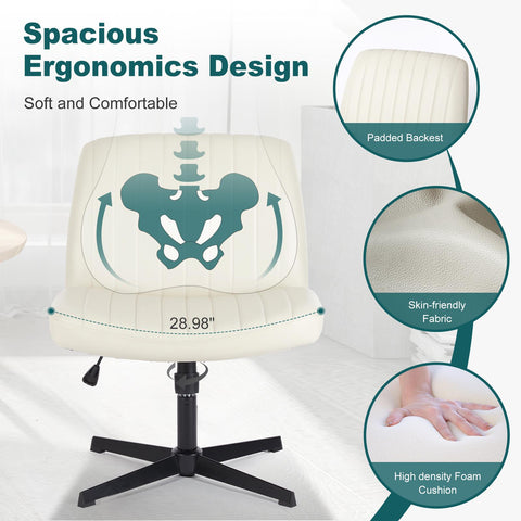 Cross-Legged Chair,No Wheels Armless Swivel Home Office Chair