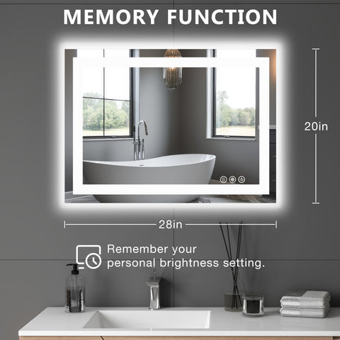 Anti-fog LED Bathroom Mirror with Dual Light Source and Three Lighting Modes