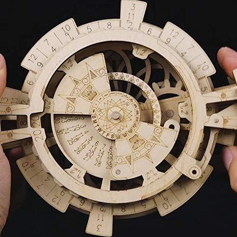 ROBOTIME 3D Wooden Mechanical Puzzle DIY Perpetual Calendar Craft Kits Laser-Cut Model Kit to Build Great Birthday and Christmas Gifts