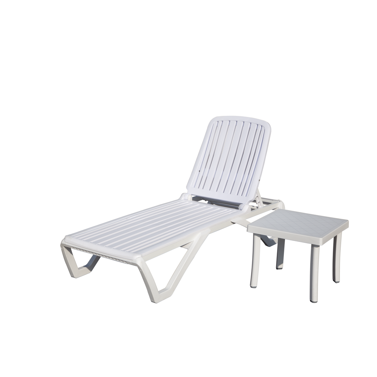 Outdoor Chaise Lounge, Pool Lounge Chair Plastic Adjustable Recliner in-Pool Lounger Tanning Lounge Chair for in-Pool, Beach, Poolside, Lawn, White