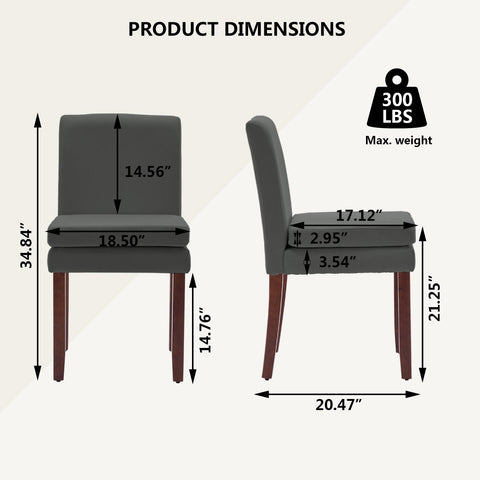 Armless linen dining chair with cushioned seat, featuring modern minimalist design suitable for various occasions.Set of 2 (2-Pack)