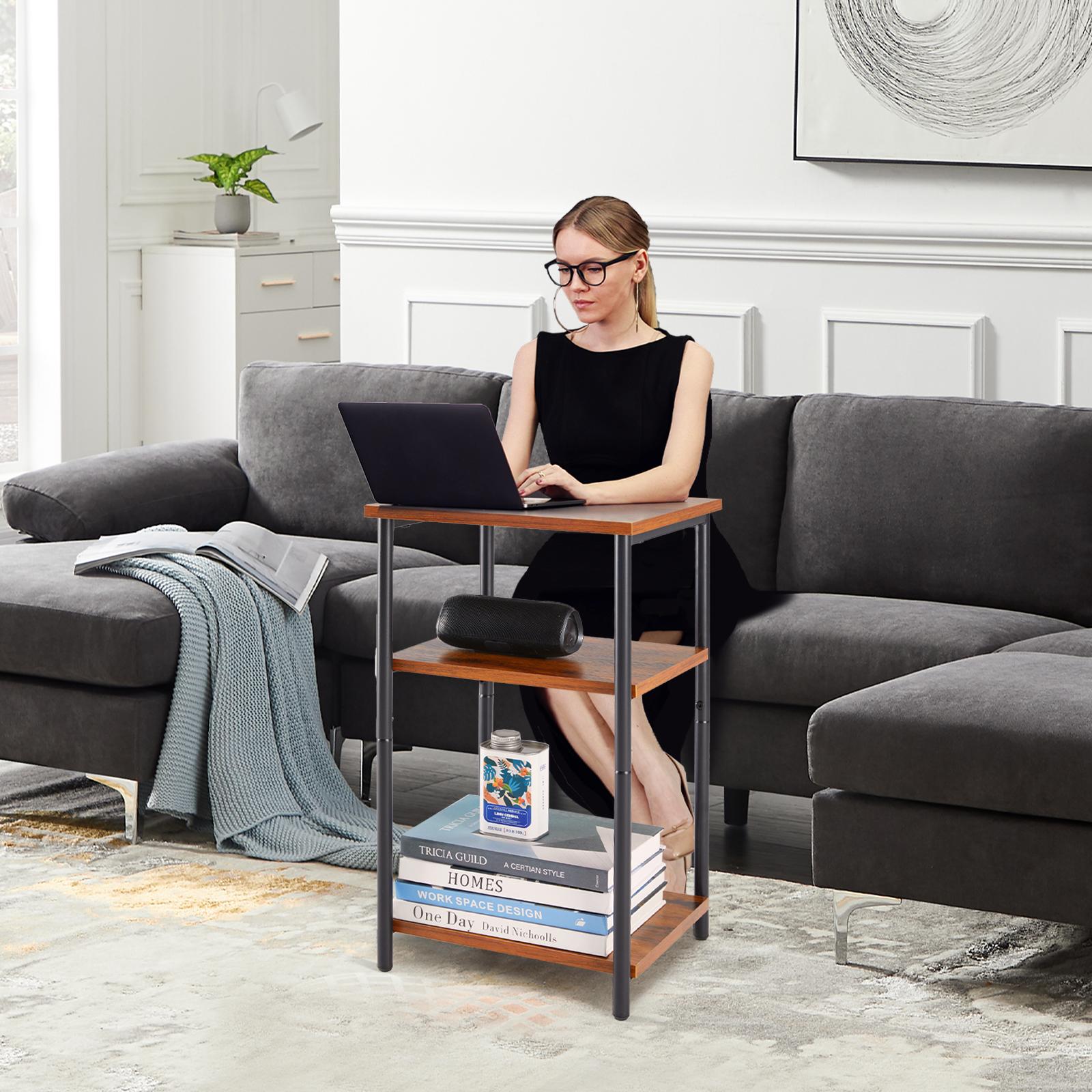 3 layer coffee table with adjustable height, small bedside table, storage shelf, suitable for bedroom, living room, office space saving