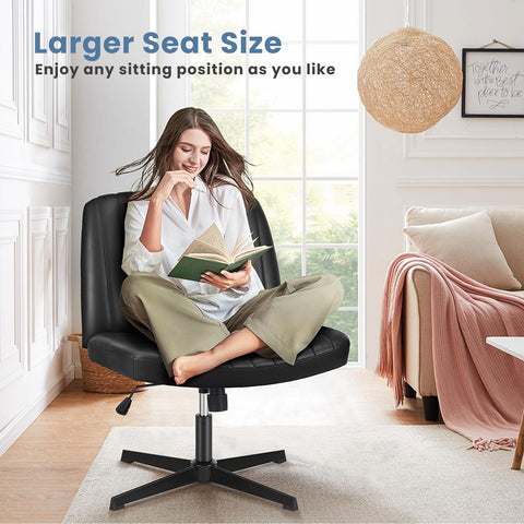Cross-Legged Chair,No Wheels Armless Swivel Home Office Chair