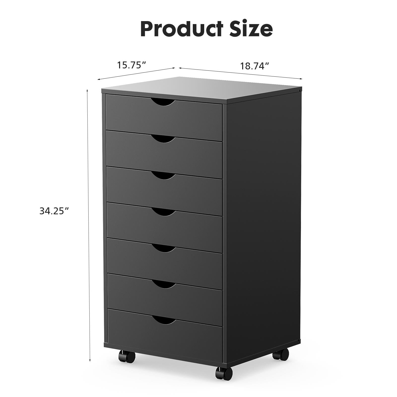 Panana 5/7 Drawer Chest, Wooden Tall Dresser Storage Dresser Cabinet With Wheels