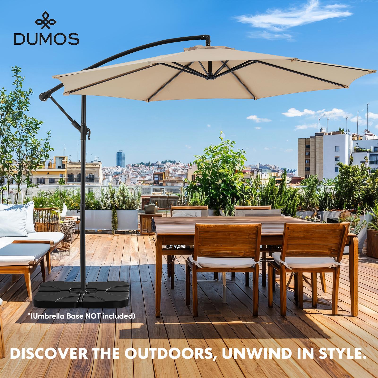 9.8FT Offset Patio Umbrella Hanging Cantilever Umbrella Outdoor Sun Shade with Easy Tilt Adjustment, 8 Ribs, UV Protection for Backyard, Lawn