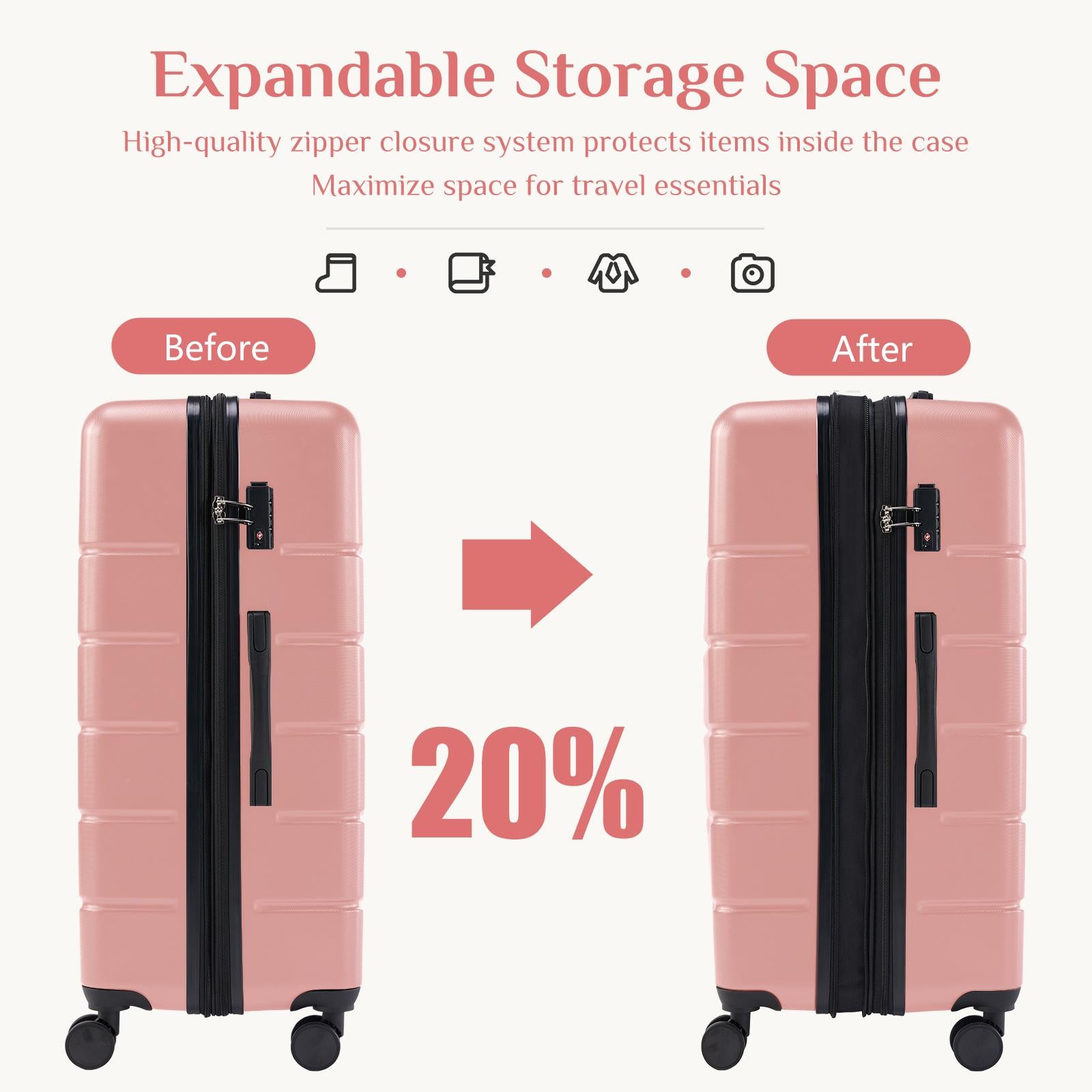 Hardside Luggage with Spinner Wheels Expandable and TSA Lock Hard Shell Lightweight Roller Suitcase