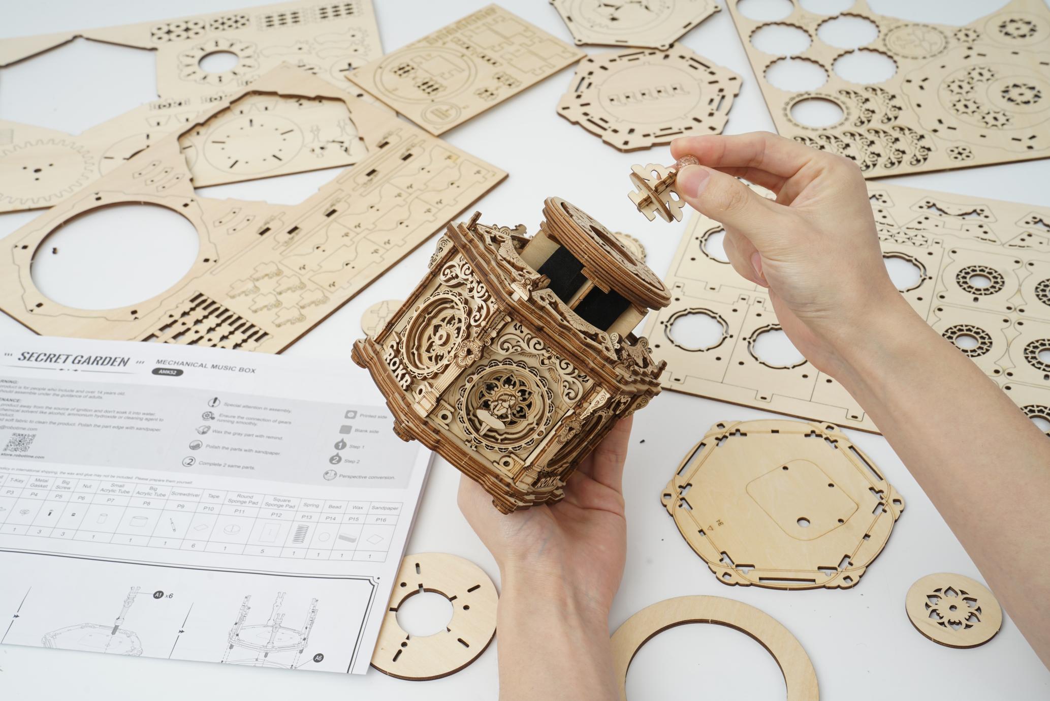 Robotime Rokr Music Box 3D Wooden Puzzle Game Assembly Model Building Kits Toys for Gifts