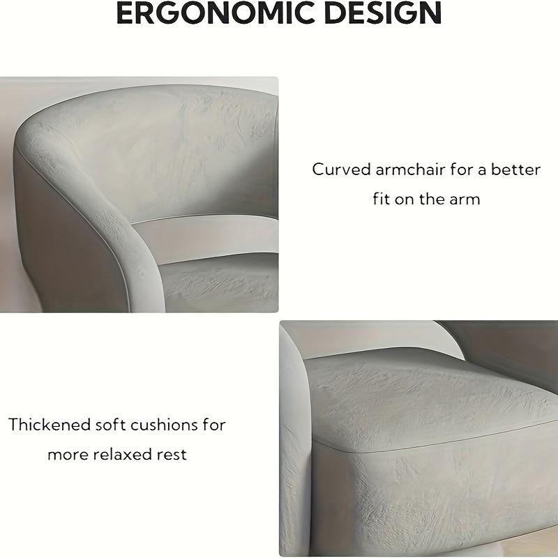 Modern Velvet Swivel Barrel Chair – 360° Rotating Accent Chair with Round Arms for Living Room