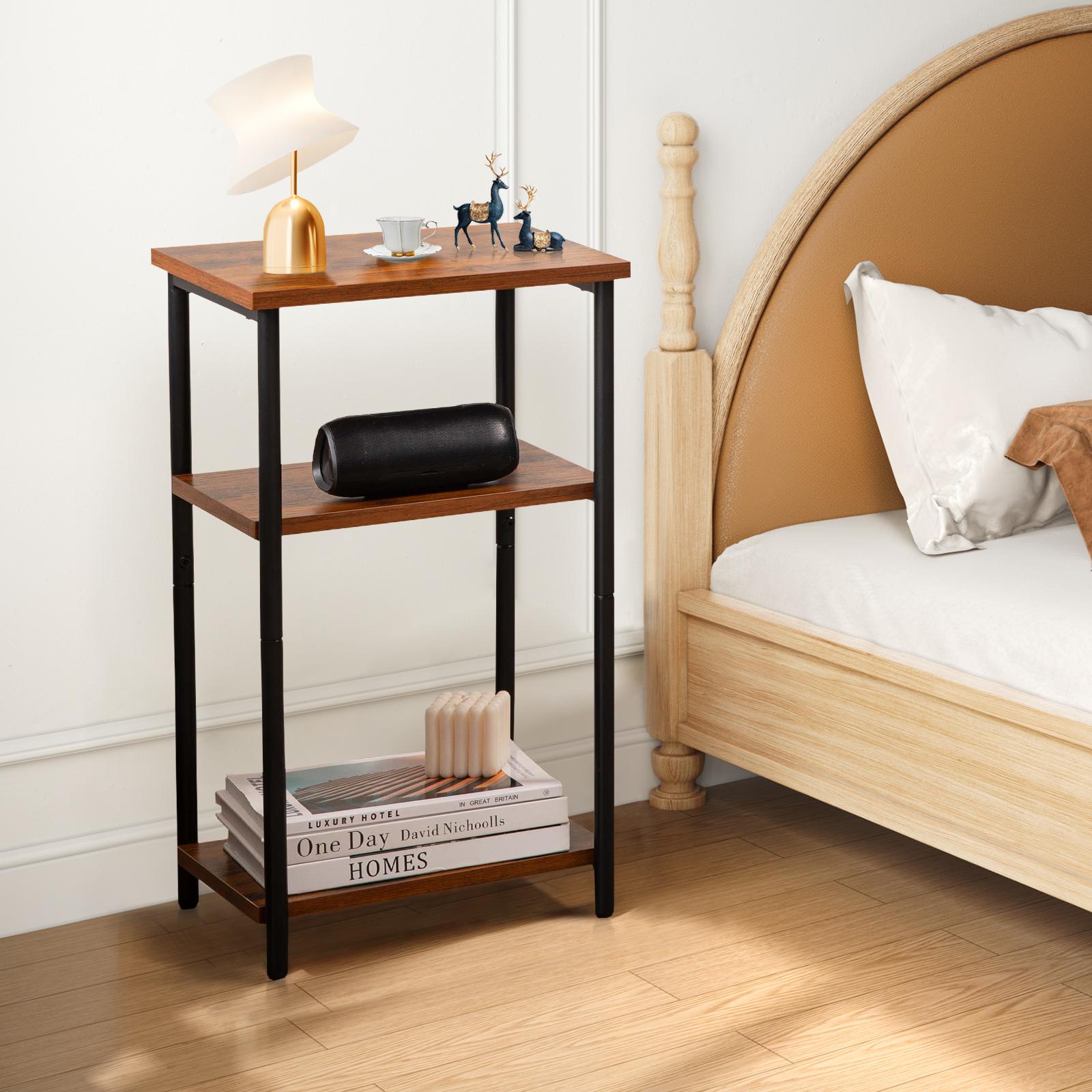 3 layer coffee table with adjustable height, small bedside table, storage shelf, suitable for bedroom, living room, office space saving