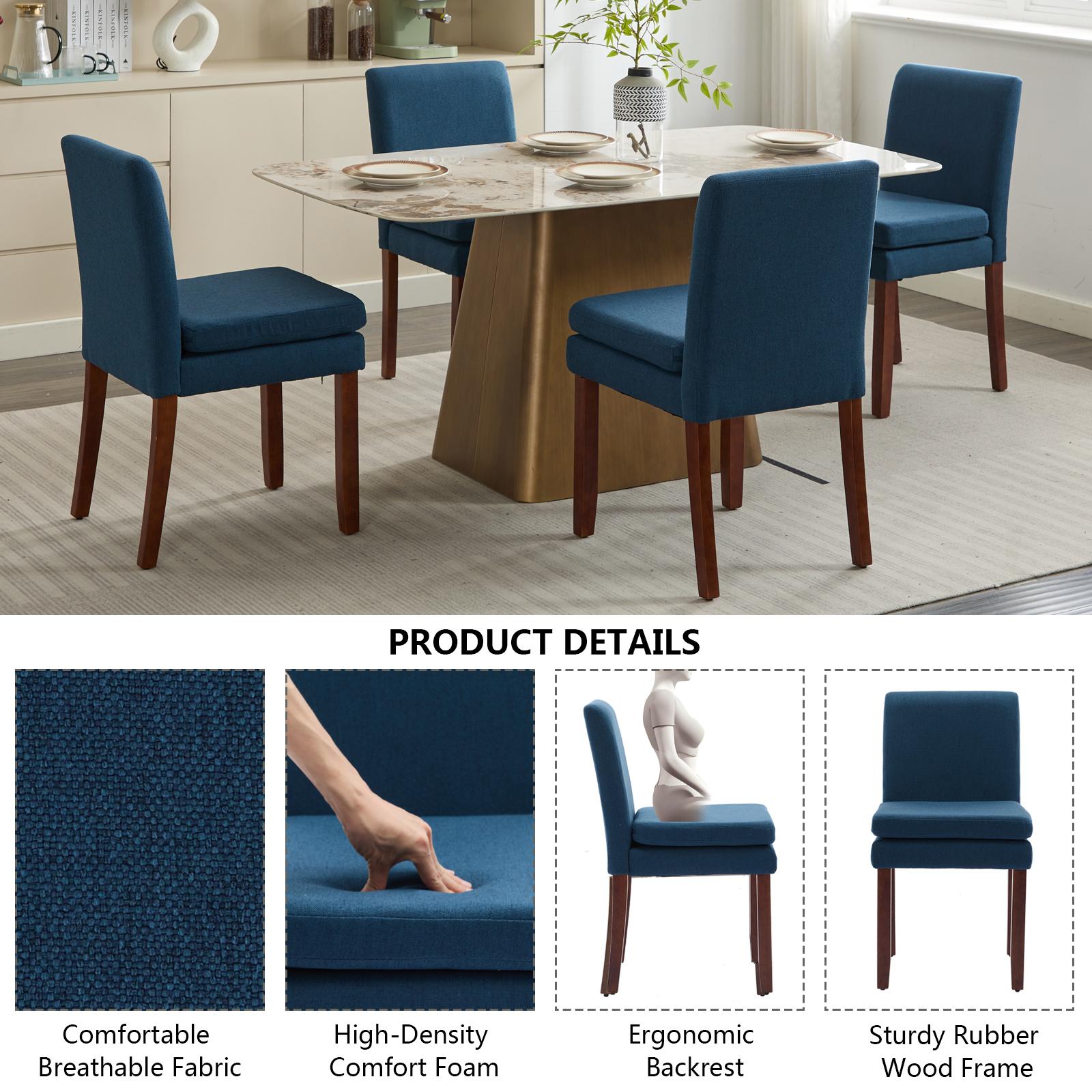 Armless linen dining chair with cushioned seat, featuring modern minimalist design suitable for various occasions.Set of 2 (2-Pack)