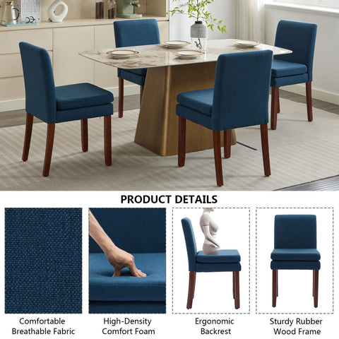 Armless linen dining chair with cushioned seat, featuring modern minimalist design suitable for various occasions.Set of 2 (2-Pack)