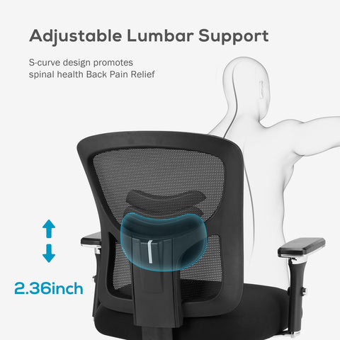 Big and Tall Office Desk Chair with Lumbar Support, 500LBS Heavy Duty Mesh Ergonomic Computer Chair with Arm and Wide Comfy Seat