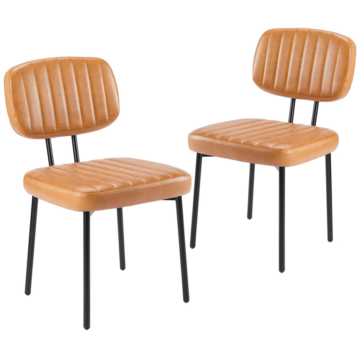 Dining Chairs ， Upholstered Mid Century Modern Kitchen Dining Room Accent Chairs with Faux Leather Cushion Seat