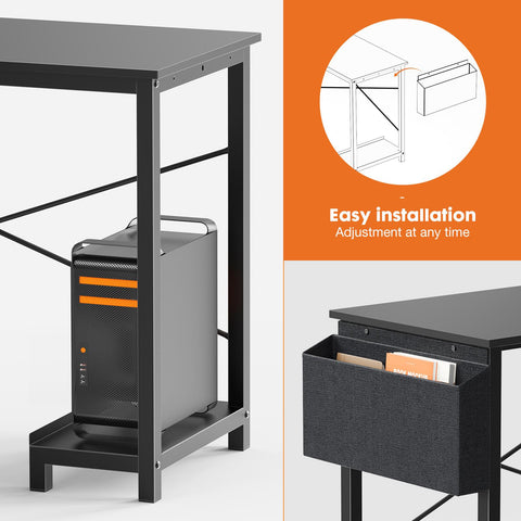 L Shaped Desk,Computer Corner Desk,PC Gaming Desk Table with Side Storage Bag