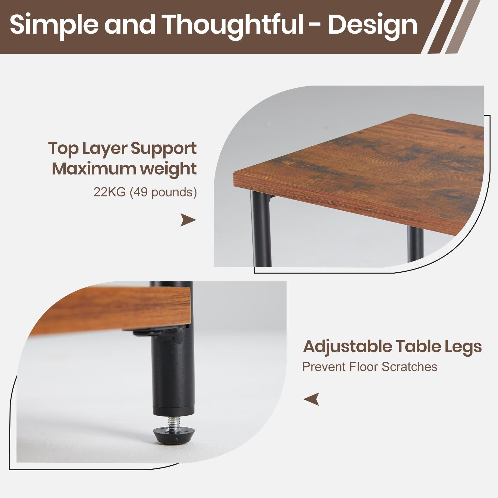 3 layer coffee table with adjustable height, small bedside table, storage shelf, suitable for bedroom, living room, office space saving