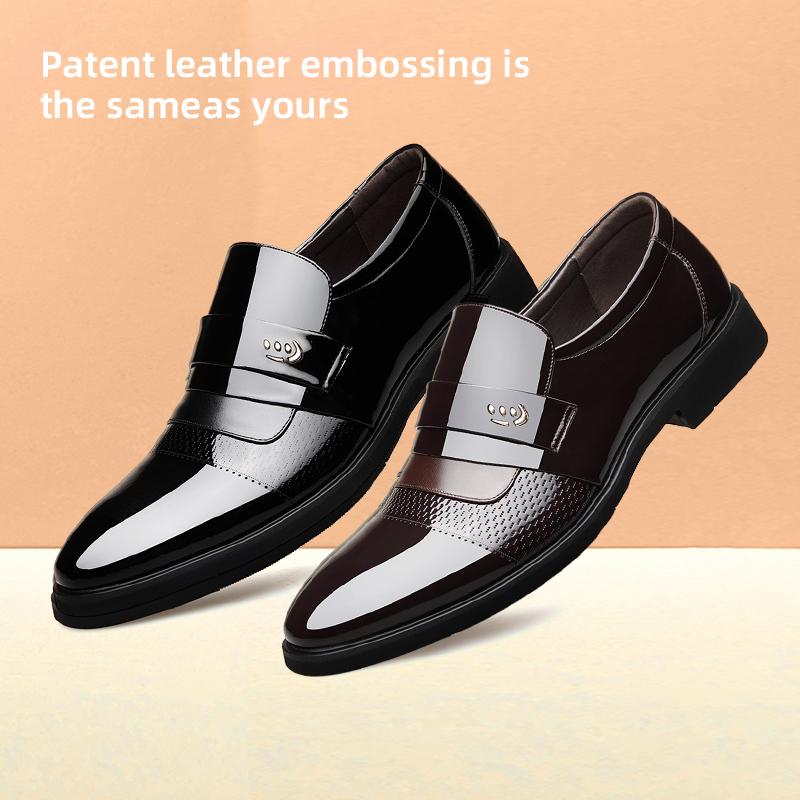 Men's Leather Slip-On Shoes - Waterproof Business Casual Dress Loafers, Memory Foam Comfort - Wedding, Office & Travel - Father's Day Gift-Black/Brown