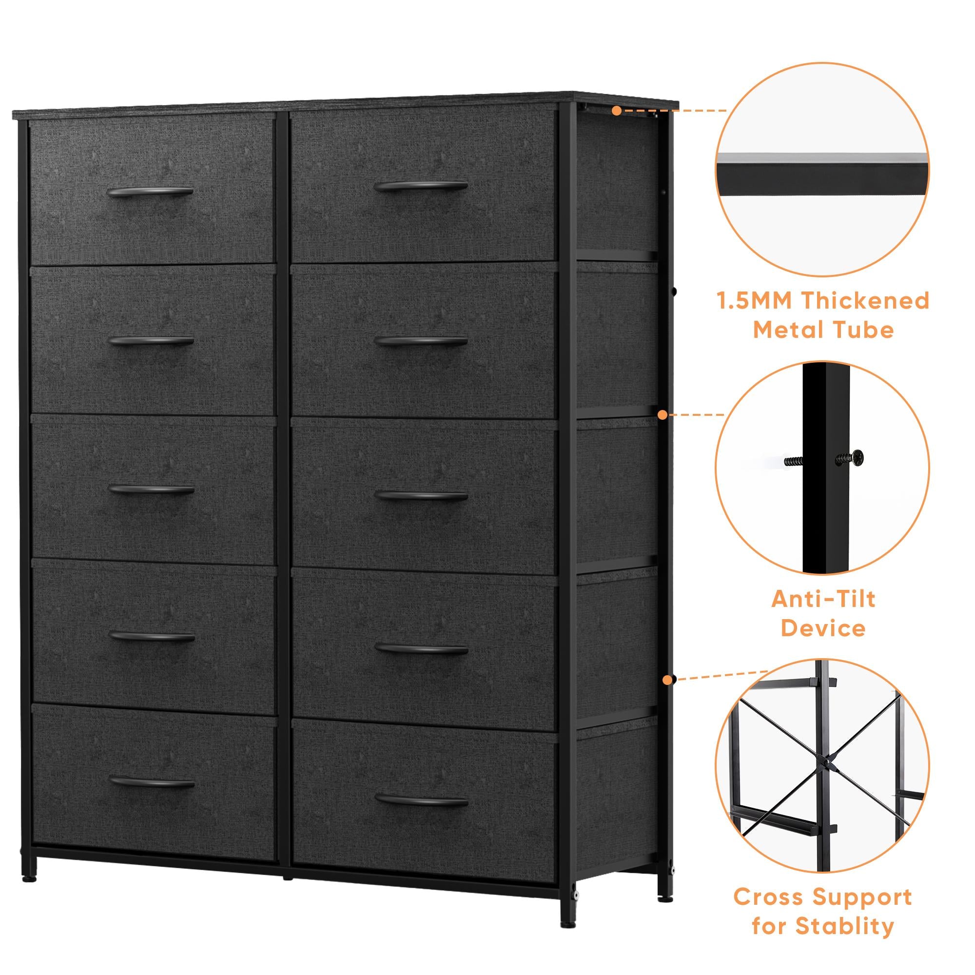 Dresser for Bedroom, Drawer Dresser Organizer Storage Drawers Fabric Storage Tower