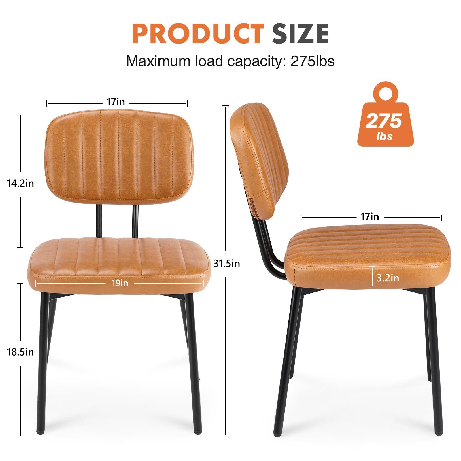 Dining Chairs ， Upholstered Mid Century Modern Kitchen Dining Room Accent Chairs with Faux Leather Cushion Seat