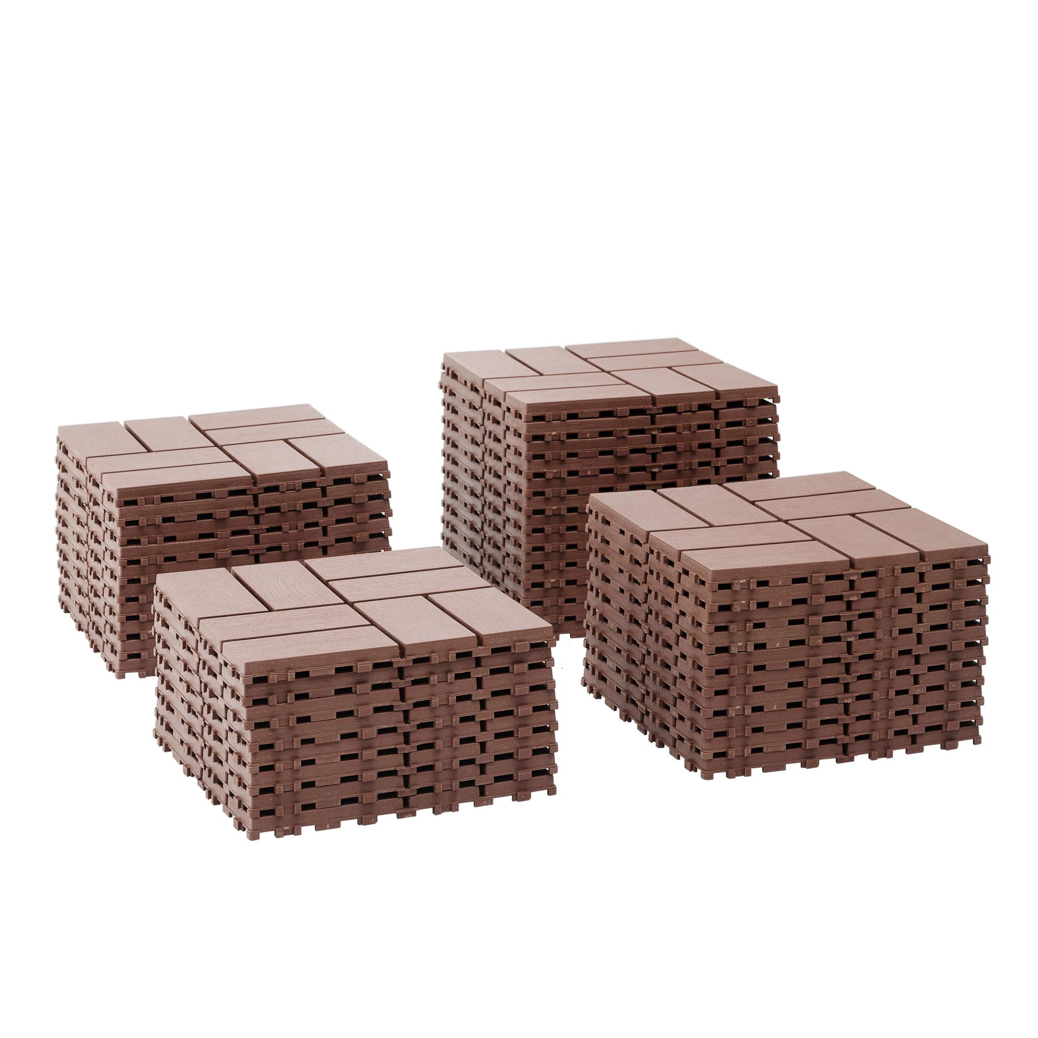 Plastic Interlocking Deck Tiles,44 Pack Patio Deck Tiles,12"x12" Square Waterproof Outdoor All Weather Use, Patio Decking Tiles for Poolside Balcony