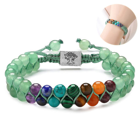 Yoga Meditation Bracelet - Healing Crystal Double Layer Natural Gemstone Beaded Anxiety Bracelets For Women