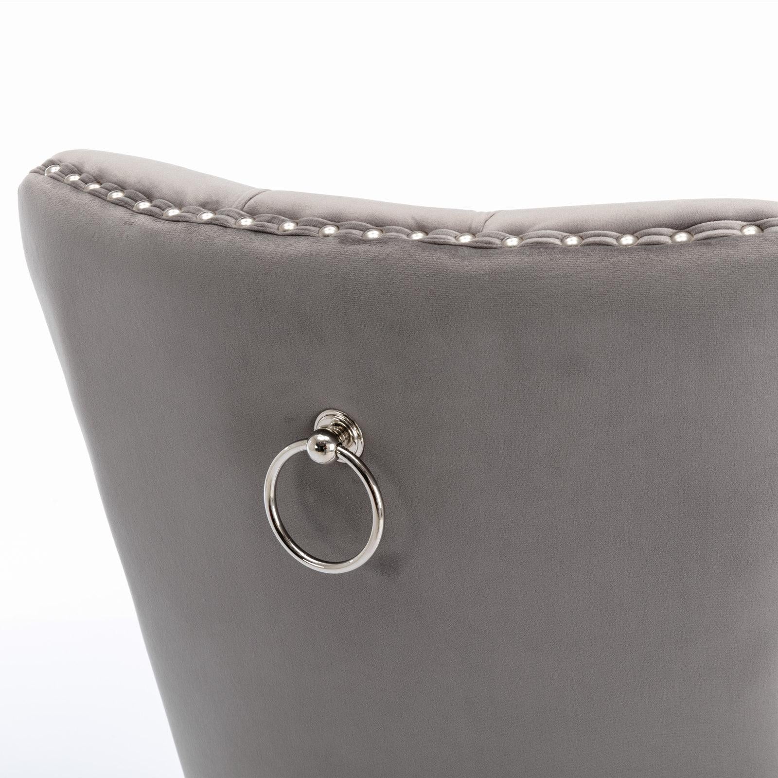 Modern, High-end Tufted Solid Wood Contemporary Velvet Upholstered Dining Chair with Chrome Stainless Steel Plating Legs,Nailhead Trim,Set of 2