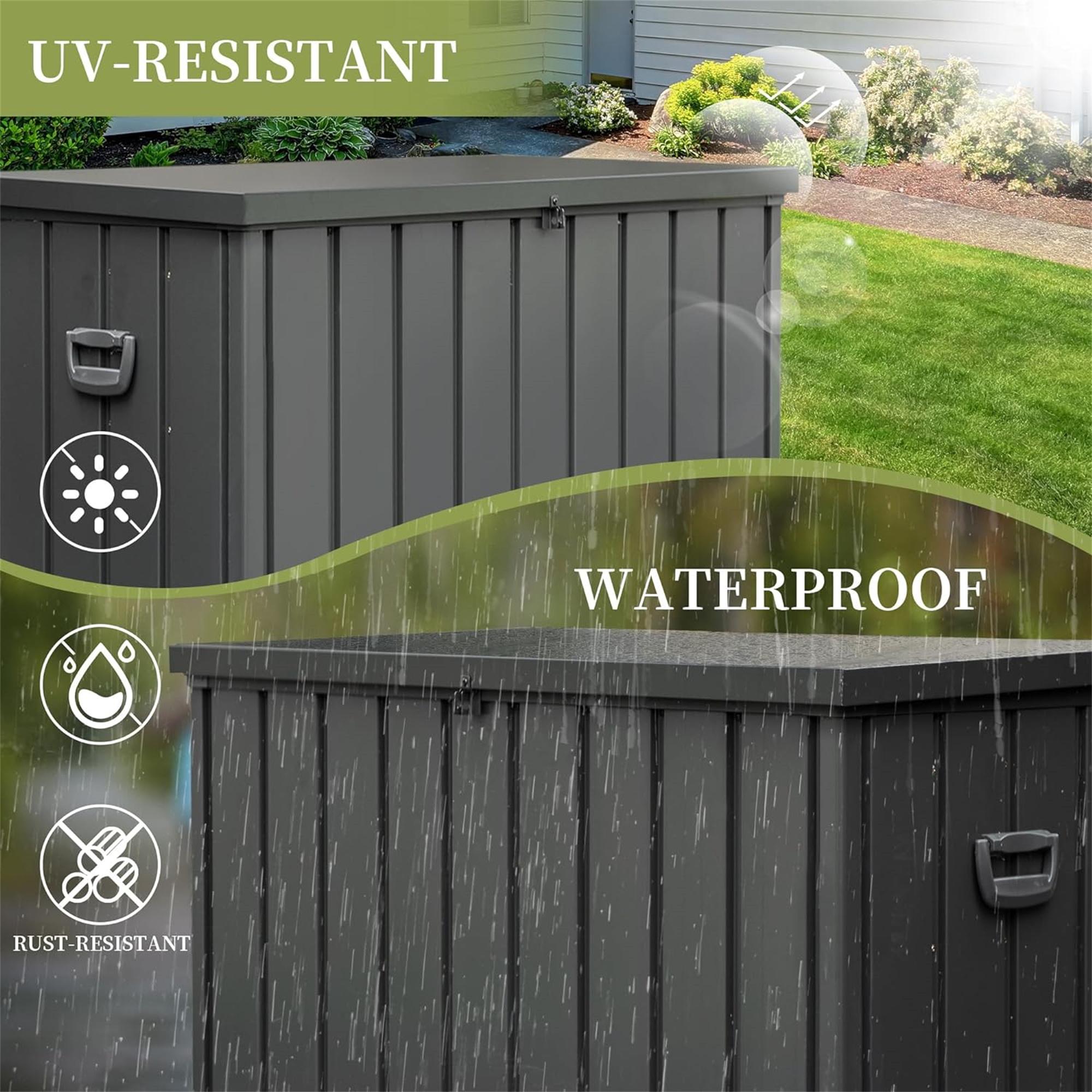 Outdoor Storage Deck Box Waterproof, Large Patio Storage Bin for Outside Cushions, Throw Pillows, Garden Tools, Lockable