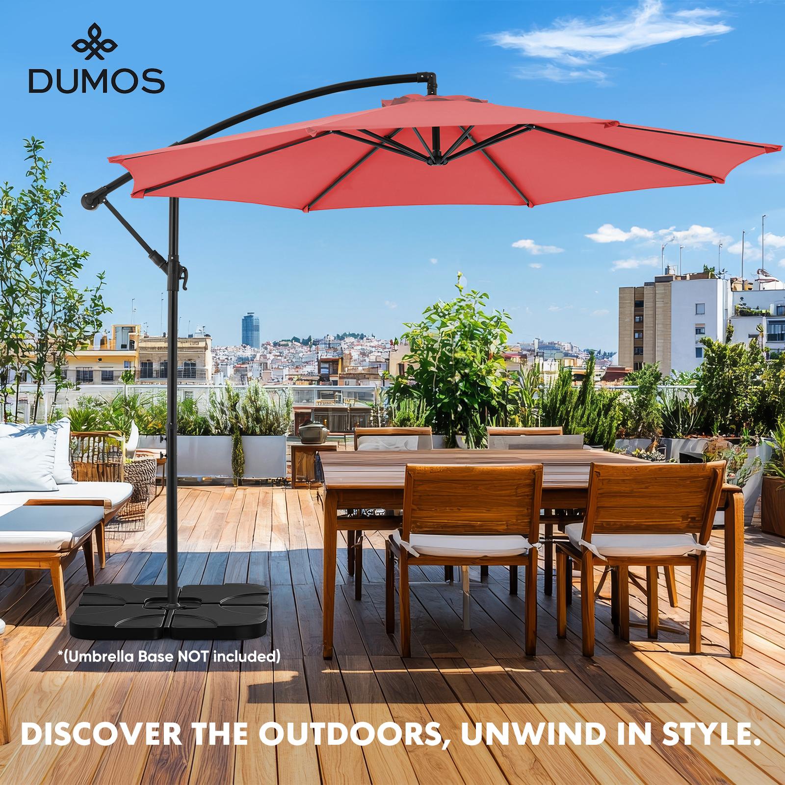 9.8FT Offset Patio Umbrella Hanging Cantilever Umbrella Outdoor Sun Shade with Easy Tilt Adjustment, 8 Ribs, UV Protection for Backyard, Lawn