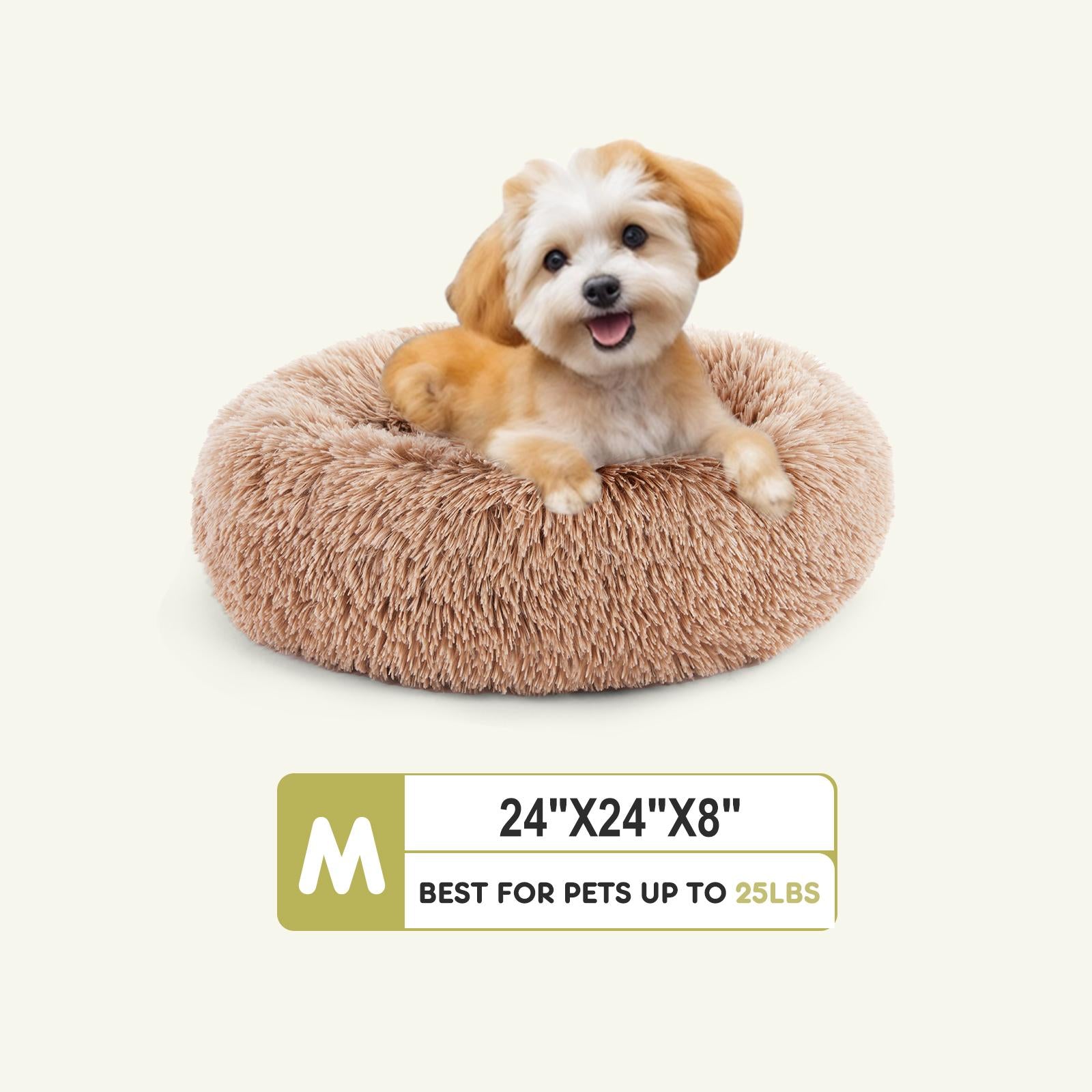 Anti-Slip Round Fluffy Plush Faux Fur Cat Bed