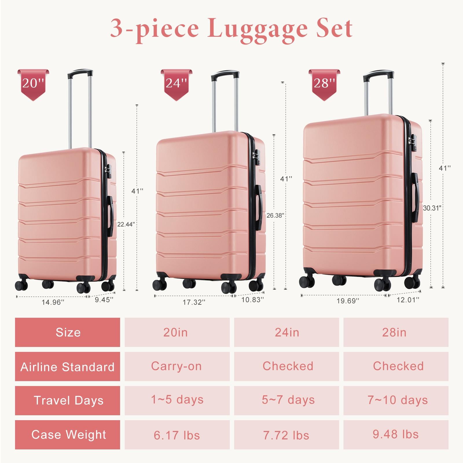 Hardside Luggage with Spinner Wheels Expandable and TSA Lock Hard Shell Lightweight Roller Suitcase