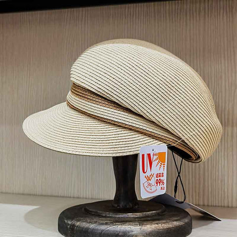 Straw Woven Pleated Leisure Shade Sun Protection Peaked Straw Hat For Women