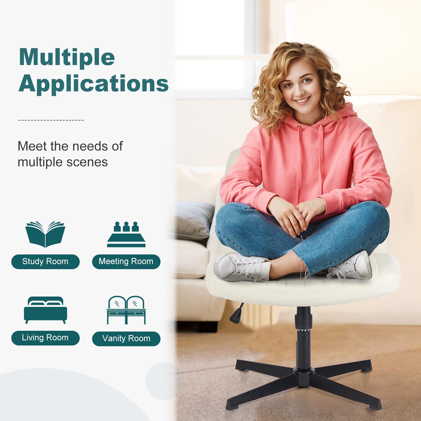 Cross-Legged Chair,No Wheels Armless Swivel Home Office Chair