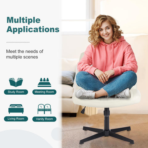 Cross-Legged Chair,No Wheels Armless Swivel Home Office Chair