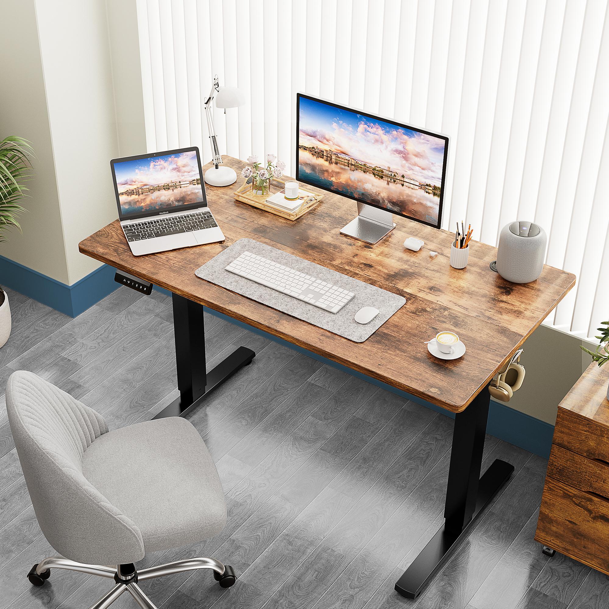 Ergonomic Height Adjustable Table with T-Shaped Metal Bracket Modern Computer Workstations