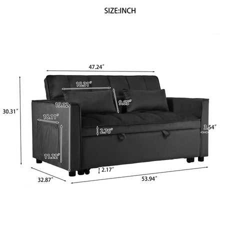 Convertible Sofa Bed,3-in-1 Pull Out Couch Bed with Reclining Backrest and Pillows,Sofa Bed Full Convertible Sleeper Loveseat for various occasions