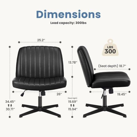 Cross-Legged Chair,No Wheels Armless Swivel Home Office Chair