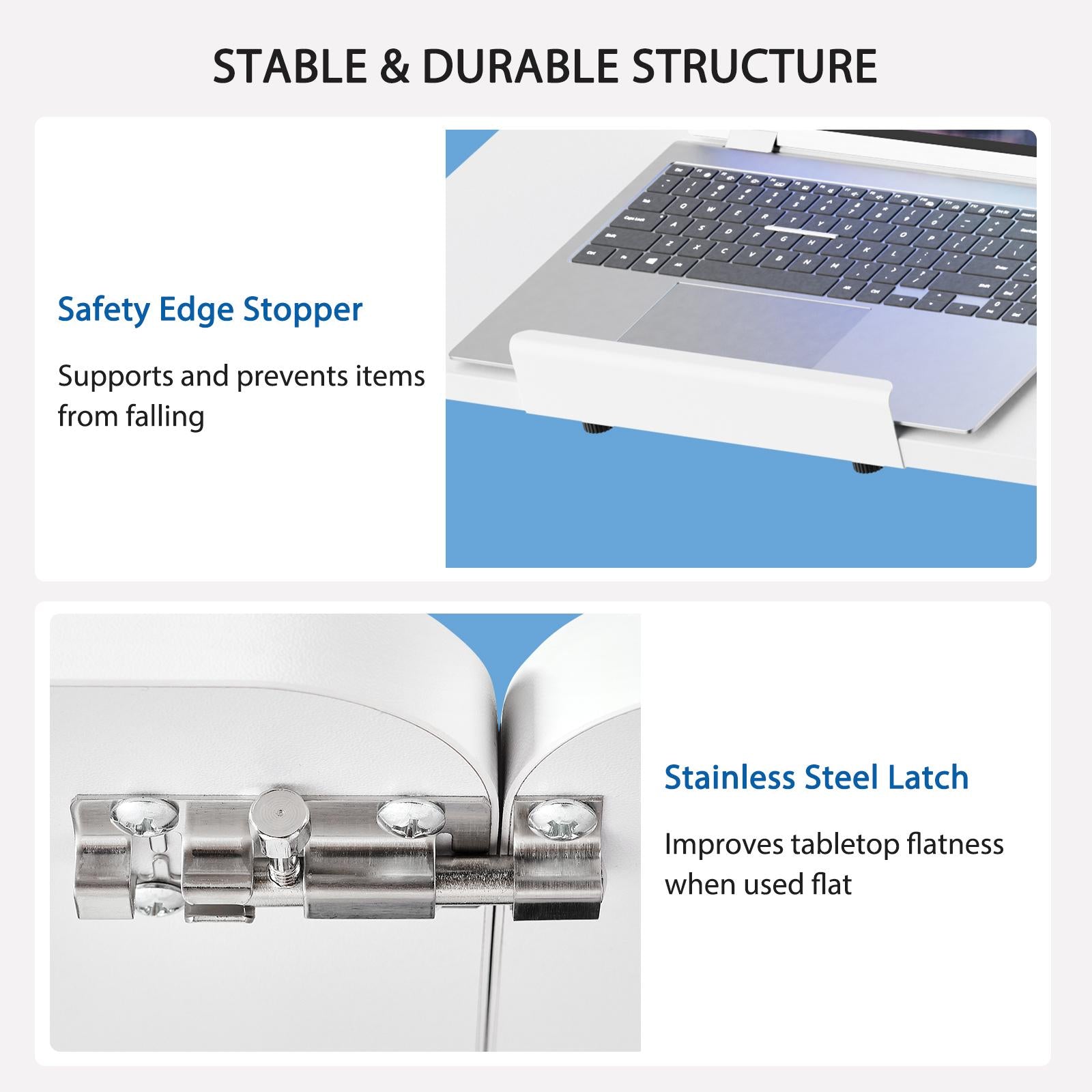 Adjustable Overbed Table with Wheels, Mobile Rolling Laptop Desk, Tilting Bedside Table for Laptop, Bed, Sofa, and Office Use, Black