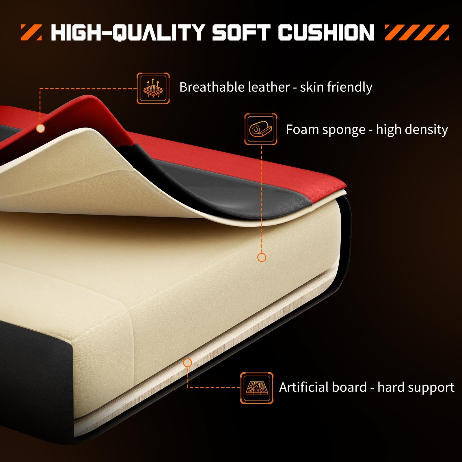 Video Game Desk Chair - Ergonomic Computer with Footrest and Comfy Lumbar Support, PU Leather Recliner with Headrest, Fixed Up Armrest,