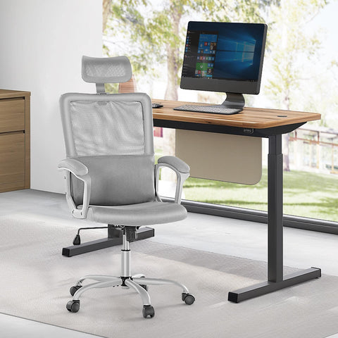 High Back Desk Chair with Adjustable Lumbar Support & Headrest,Comfortable Mesh Computer Chair with Soft Flip Up Arms, Adjustable Height and 120°Tilt